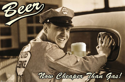 beer now cheaper than gas poster