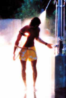 Surfer Under Shower
