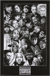Rap Gods Parental Advisory Explicit Lyrics Snoop Dog, Eminem, Jay-Z, Tupac, Biggie, Lil Kim, Flavor Flav Hip-Hop Music Poster 