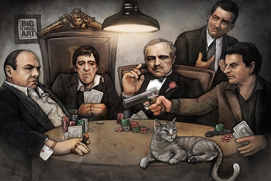 Gangsters Playing Poker Fabric Poster Flag