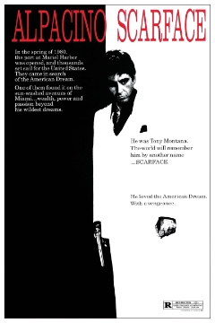 Scarface Original Movie Poster One Sheet Scarface, Al Pacino, Brian DePalma, druglords, drugcartel