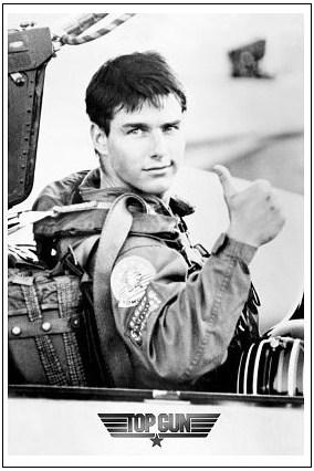 Top Gun Tom Cruise Thumbs Up Black & White Movie Poster