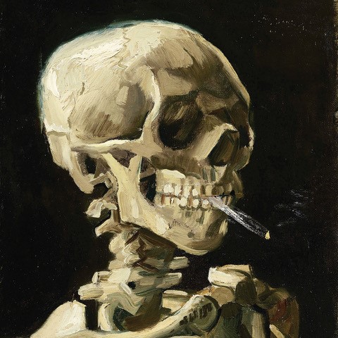 Van Gogh Skull Cigarette (12x12) 